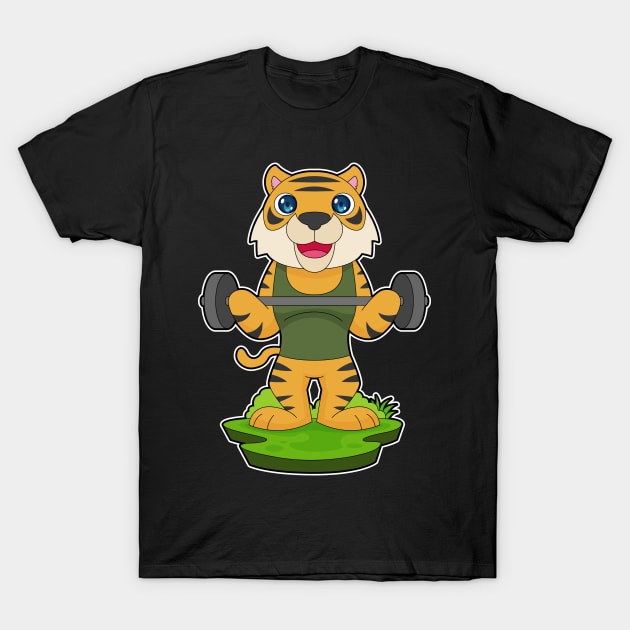 Tiger Bodybuilding Barbell T-Shirt by Markus Schnabel